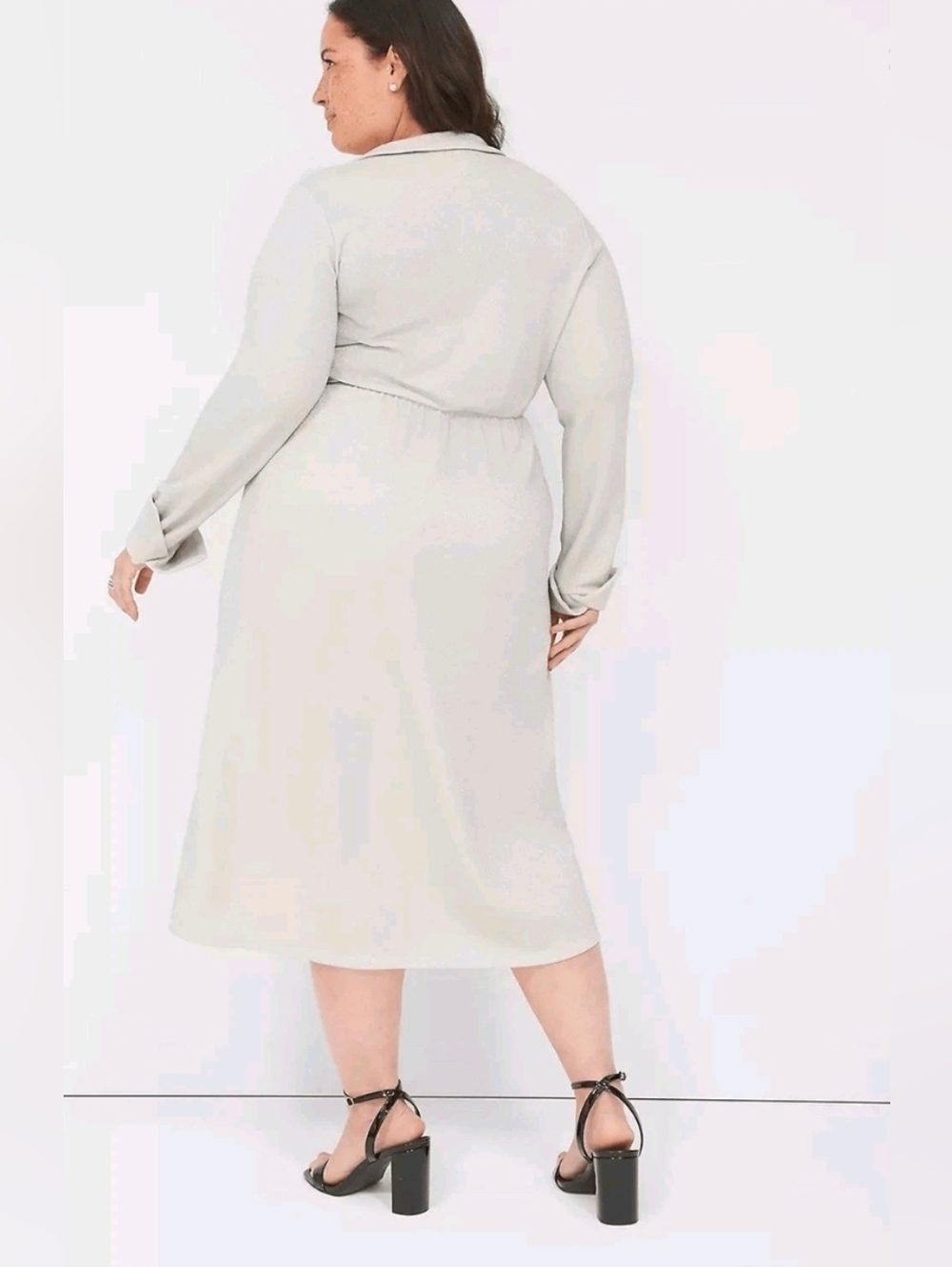 NWT Lane Bryant Lurex Faux-Wrap Collar Midi Dress in Birch Women’s 18/20 $90 - Picture 2 of 8